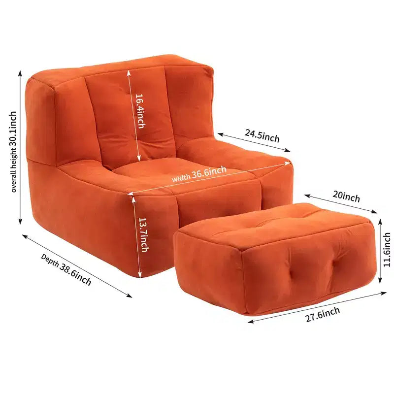 Ensemble fauteuil poire et ottoman TUYOHW, fauteuil de sol en mousse à mémoire de forme pour un confort optimal, fauteuil de salon paresseux pour salle de lecture, salon