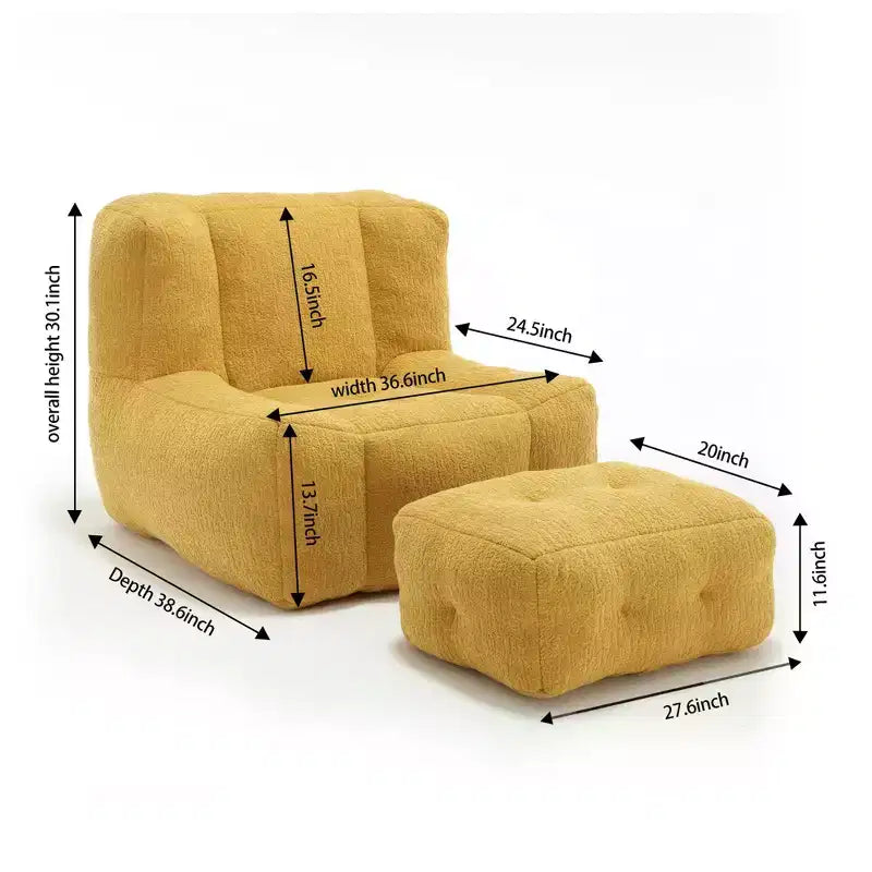 Ensemble fauteuil poire et ottoman TUYOHW, fauteuil de sol en mousse à mémoire de forme pour un confort optimal, fauteuil de salon paresseux pour salle de lecture, salon