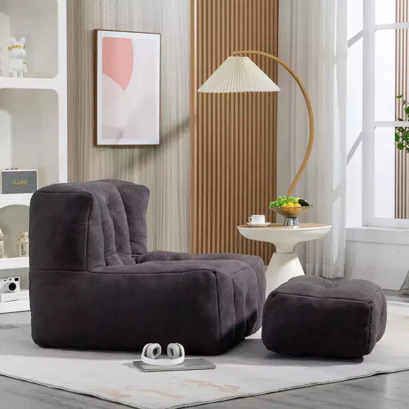 Ensemble fauteuil poire et ottoman TUYOHW, fauteuil de sol en mousse à mémoire de forme pour un confort optimal, fauteuil de salon paresseux pour salle de lecture, salon