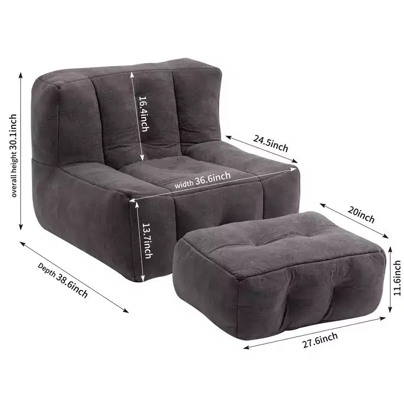 Ensemble fauteuil poire et ottoman TUYOHW, fauteuil de sol en mousse à mémoire de forme pour un confort optimal, fauteuil de salon paresseux pour salle de lecture, salon