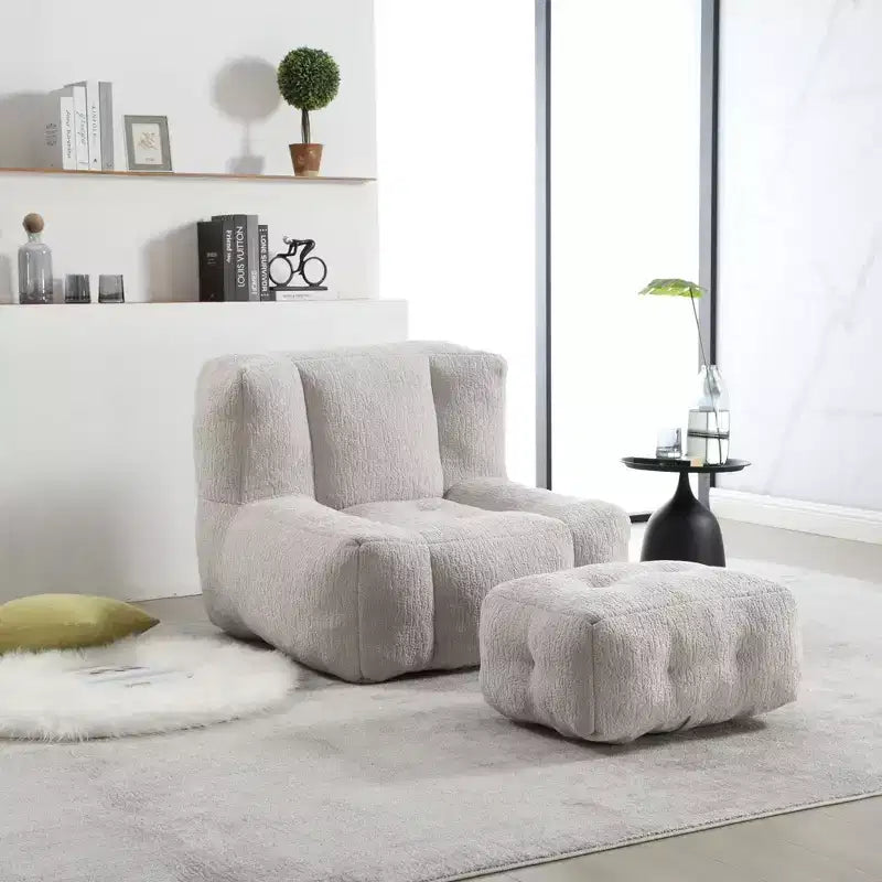 Ensemble fauteuil poire et ottoman TUYOHW, fauteuil de sol en mousse à mémoire de forme pour un confort optimal, fauteuil de salon paresseux pour salle de lecture, salon