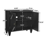 Meuble de buffet TUYOHW, meuble avec accent géométrique symétrique, étagère réglable, poignées en laiton, table console pour salon, cuisine, noir