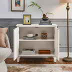 Meuble de buffet TUYOHW, meuble avec accent géométrique symétrique, étagère réglable, poignées en laiton, table console pour salon, cuisine, noir