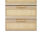 Table de chevet en rotin, table de chevet bohème avec 3 tiroirs en rotin naturel, table de chevet avec pieds en bois robustes pour chambre à coucher, salon, naturel