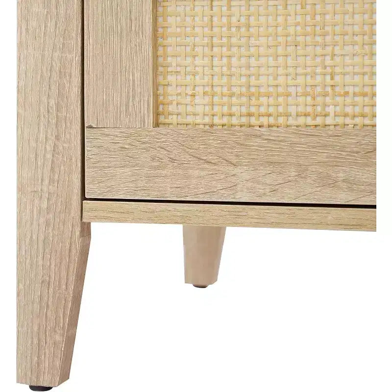 Table de chevet en rotin, table de chevet bohème avec 3 tiroirs en rotin naturel, table de chevet avec pieds en bois robustes pour chambre à coucher, salon, naturel