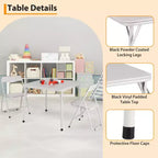 Ensemble table et chaises pliantes en métal, chaises pliantes rembourrées en cuir avec coussin confortable et cadre en acier durable, table carrée moderne