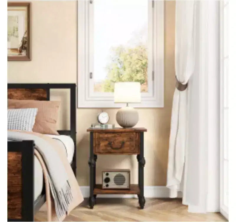 Table d'appoint colonne romaine avec 1 tiroir et joints Gourde (PB)
