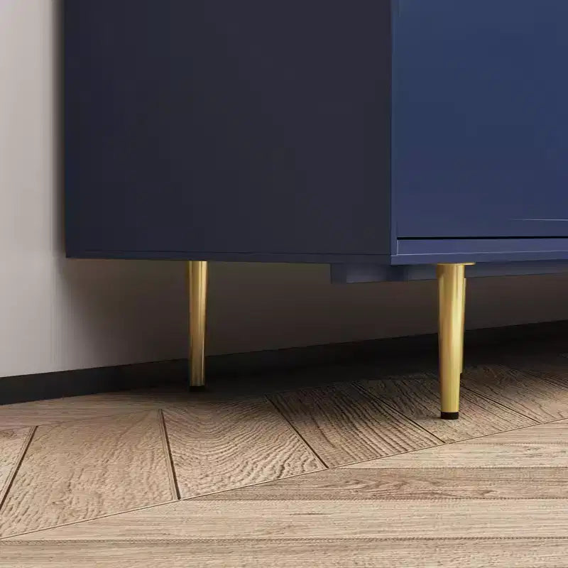 Meuble TV moderne 66 po en bois avec pieds dorés, portes en verre, compatible 55 po, rangement salon/chambre