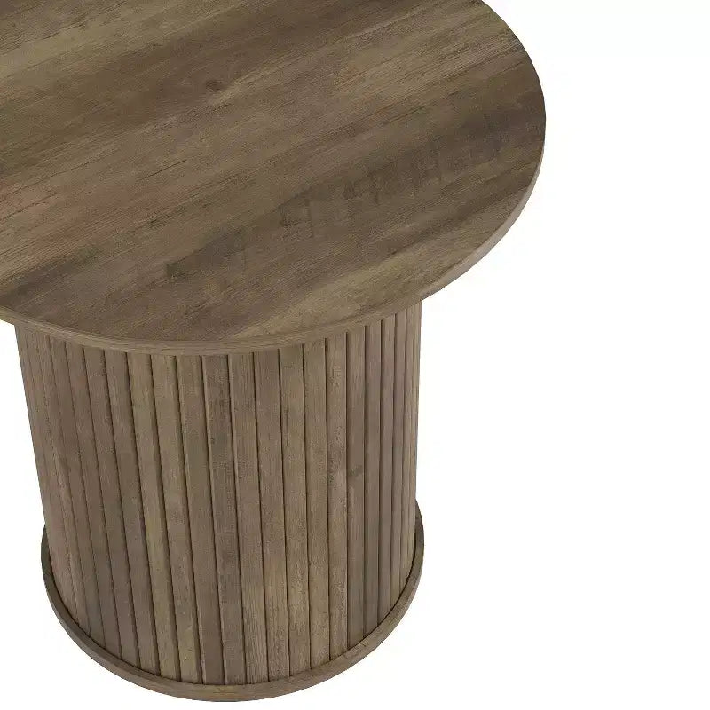 Galano Lot de 2 tables d'appoint rondes à piédestal cannelé 55,1 cm L x 55,1 cm P x 55,6 cm H