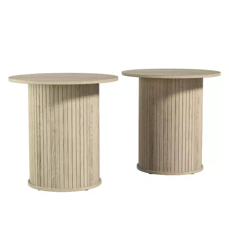 Galano Lot de 2 tables d'appoint rondes à piédestal cannelé 55,1 cm L x 55,1 cm P x 55,6 cm H