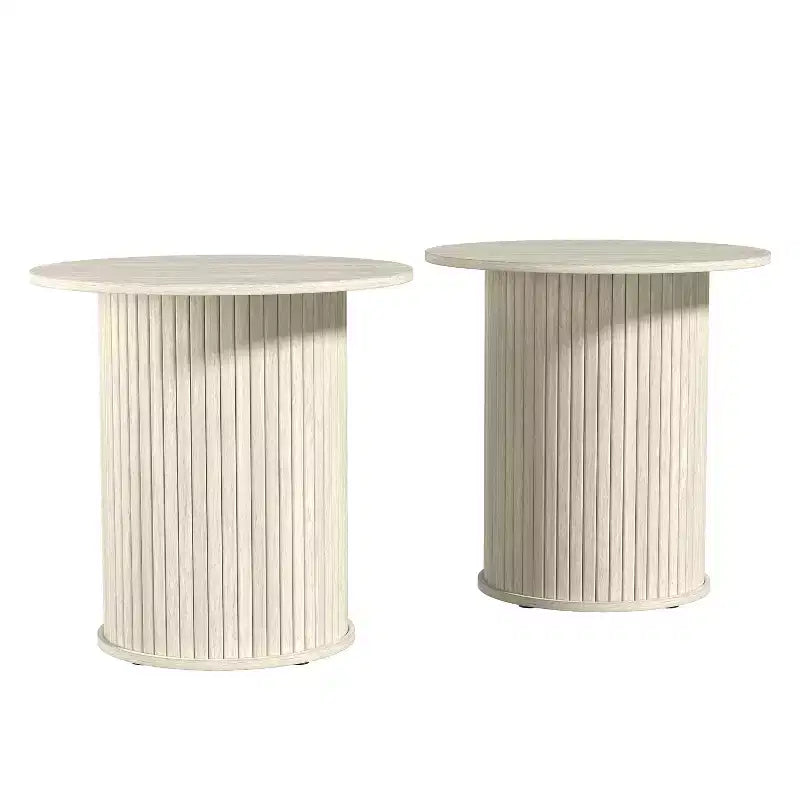 Galano Lot de 2 tables d'appoint rondes à piédestal cannelé 55,1 cm L x 55,1 cm P x 55,6 cm H