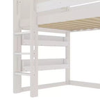 Lit mezzanine Bellemave House avec étagère et toboggan, structure de lit mezzanine en bois massif avec barrières de sécurité et design ludique pour enfants