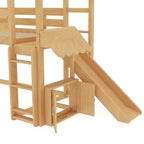 Lit mezzanine Bellemave House avec étagère et toboggan, structure de lit mezzanine en bois massif avec barrières de sécurité et design ludique pour enfants