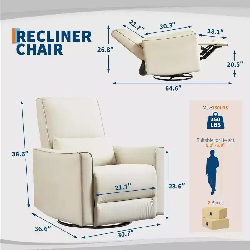 Fauteuil inclinable à bascule pivotant pour chambre de bébé, planeur inclinable, canapé profond avec dossier haut