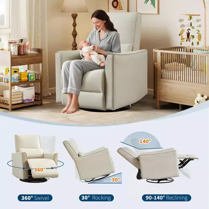 Fauteuil inclinable à bascule pivotant pour chambre de bébé, planeur inclinable, canapé profond avec dossier haut