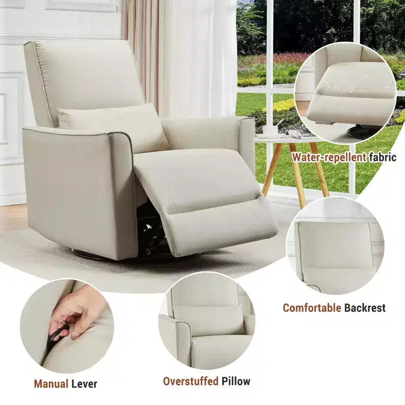 Fauteuil inclinable à bascule pivotant pour chambre de bébé, planeur inclinable, canapé profond avec dossier haut