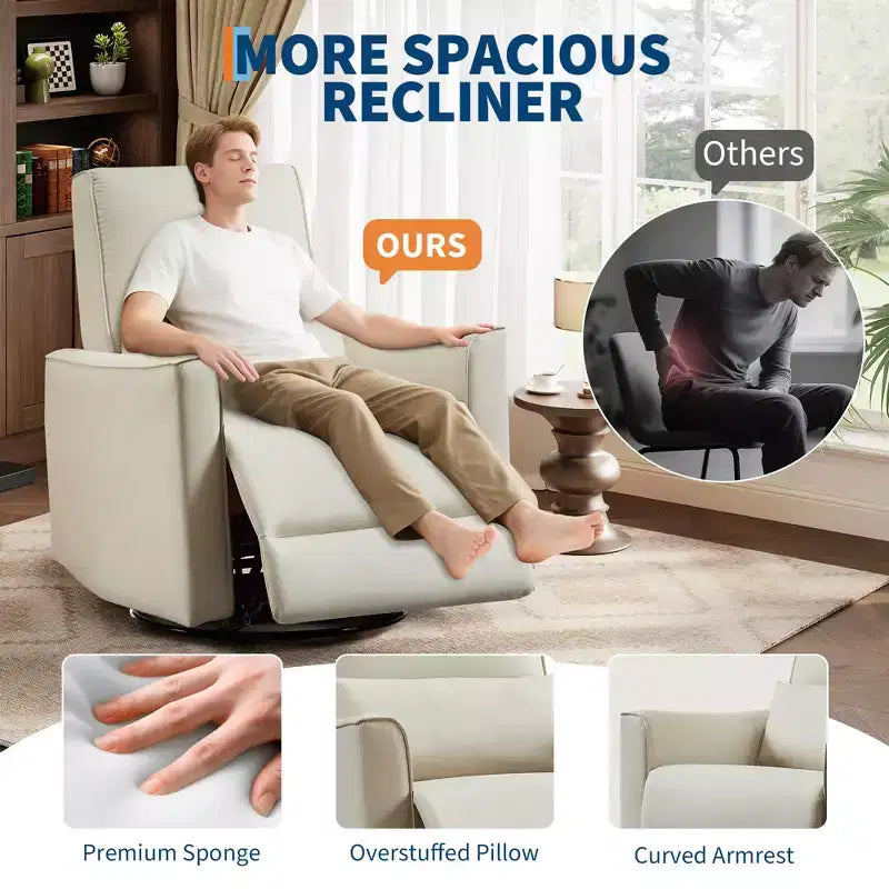 Fauteuil inclinable à bascule pivotant pour chambre de bébé, planeur inclinable, canapé profond avec dossier haut