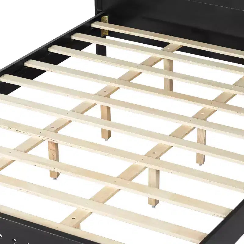 Cadre de lit Queen/King Size, Lit plateforme en bois de pin avec tête de lit, Sommier tapissier non requis - ModernLuxe