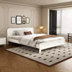 Cadre de lit Queen/King Size, Lit plateforme en bois de pin avec tête de lit, Sommier tapissier non requis - ModernLuxe