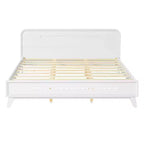 Cadre de lit Queen/King Size, Lit plateforme en bois de pin avec tête de lit, Sommier tapissier non requis - ModernLuxe