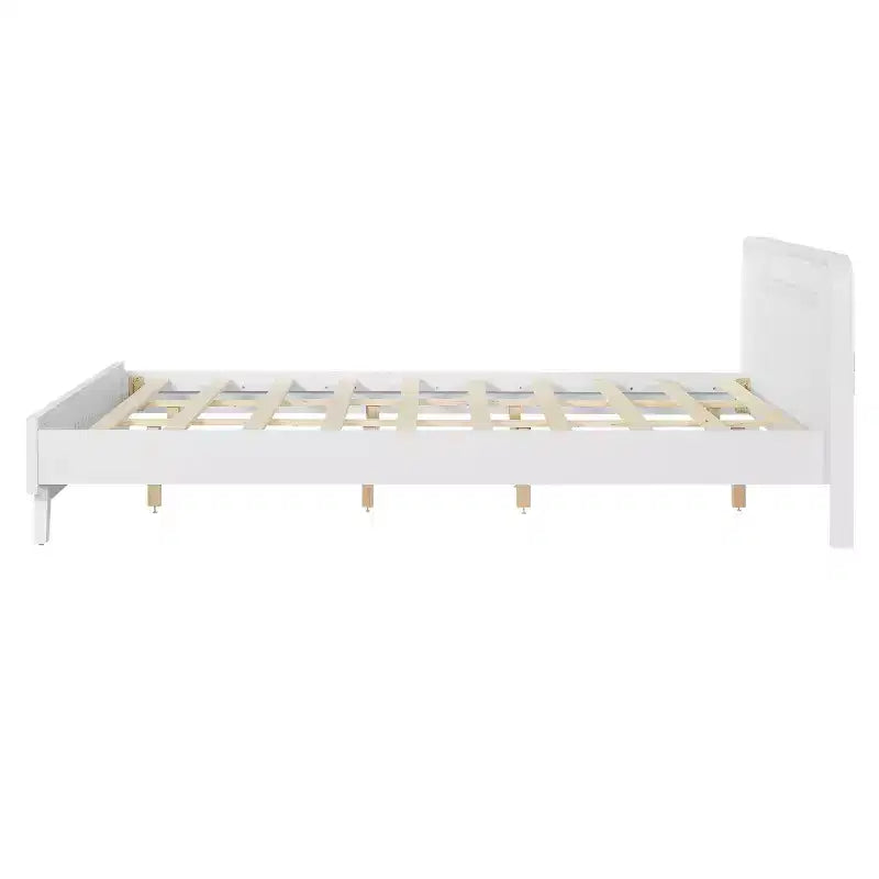Cadre de lit Queen/King Size, Lit plateforme en bois de pin avec tête de lit, Sommier tapissier non requis - ModernLuxe