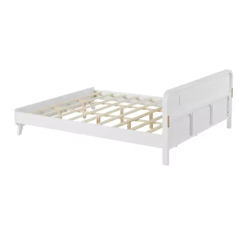 Cadre de lit Queen/King Size, Lit plateforme en bois de pin avec tête de lit, Sommier tapissier non requis - ModernLuxe