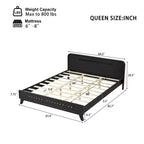 Cadre de lit Queen/King Size, Lit plateforme en bois de pin avec tête de lit, Sommier tapissier non requis - ModernLuxe