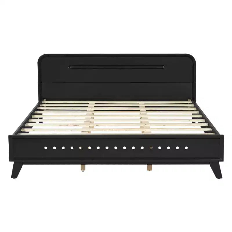 Cadre de lit Queen/King Size, Lit plateforme en bois de pin avec tête de lit, Sommier tapissier non requis - ModernLuxe