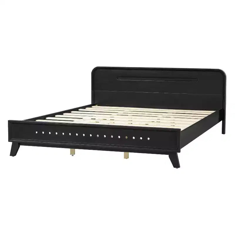Cadre de lit Queen/King Size, Lit plateforme en bois de pin avec tête de lit, Sommier tapissier non requis - ModernLuxe