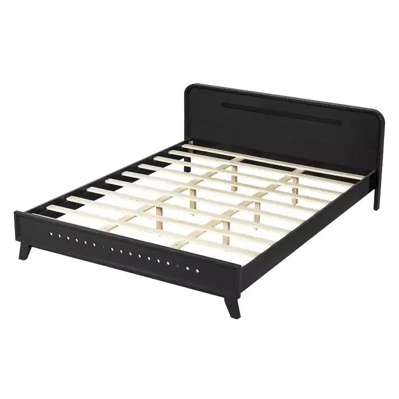 Cadre de lit Queen/King Size, Lit plateforme en bois de pin avec tête de lit, Sommier tapissier non requis - ModernLuxe