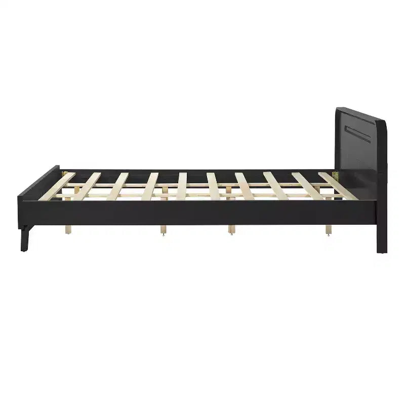 Cadre de lit Queen/King Size, Lit plateforme en bois de pin avec tête de lit, Sommier tapissier non requis - ModernLuxe