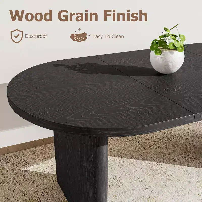 Table à manger ovale de 70,8 po, style ferme avec base en bois massif, pour 6 à 8 personnes, pour cuisine et salle à manger
