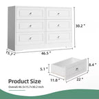 Commode Celebalcony à 6 tiroirs, commode de chambre à coucher, commode double en bois pour le salon, le couloir