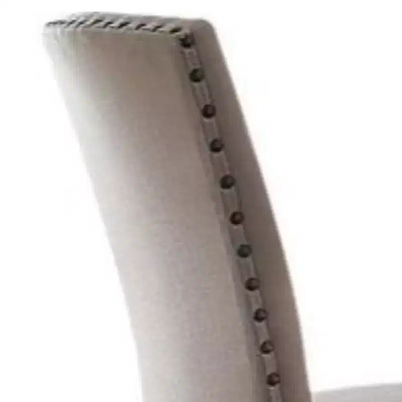 Chaise d'appoint en bois tapissée de tissu Royal Hamton avec garniture cloutée, lot de 2, beige et marron