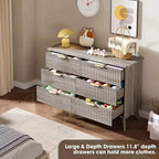 Commode cannelée à 6 tiroirs, meuble de rangement au design ondulé en panneaux de particules et MDF