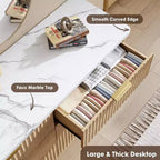 Commode cannelée à 6 tiroirs, meuble de rangement au design ondulé en panneaux de particules et MDF