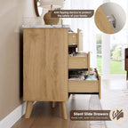 Commode cannelée à 6 tiroirs, meuble de rangement au design ondulé en panneaux de particules et MDF