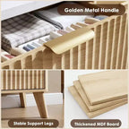 Commode cannelée à 6 tiroirs, meuble de rangement au design ondulé en panneaux de particules et MDF
