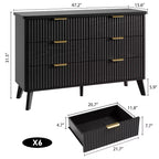 Commode cannelée à 6 tiroirs, meuble de rangement au design ondulé en panneaux de particules et MDF