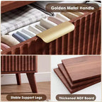 Commode cannelée à 6 tiroirs, meuble de rangement au design ondulé en panneaux de particules et MDF