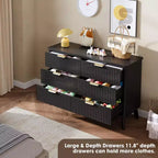 Commode cannelée à 6 tiroirs, meuble de rangement au design ondulé en panneaux de particules et MDF