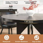 Table à manger ronde Sailvan 47.2 pour 4 à 6 personnes, table de salle à manger de style ferme avec pied en bois et plateau épais