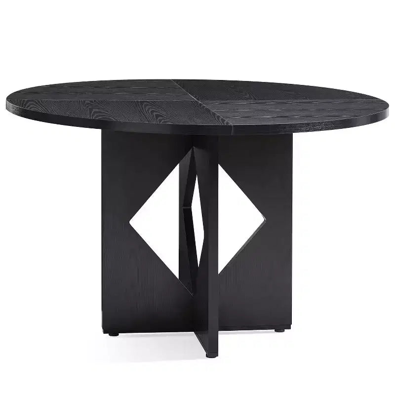 Sailvan 47.2 Round Dining Table for 4 to 6 People, Farmhouse Dining Room Table with Wooden Pedestal Base and Thick Table Top