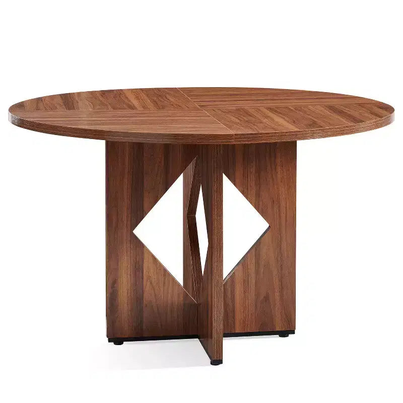 Table à manger ronde Sailvan 47.2 pour 4 à 6 personnes, table de salle à manger de style ferme avec pied en bois et plateau épais