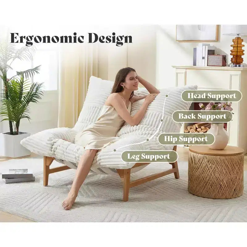 AMERLIFE Fauteuil spacieux, 46 pouces, fauteuil d'appoint moderne avec coussin moelleux, pouf style canapé paresseux pour salon