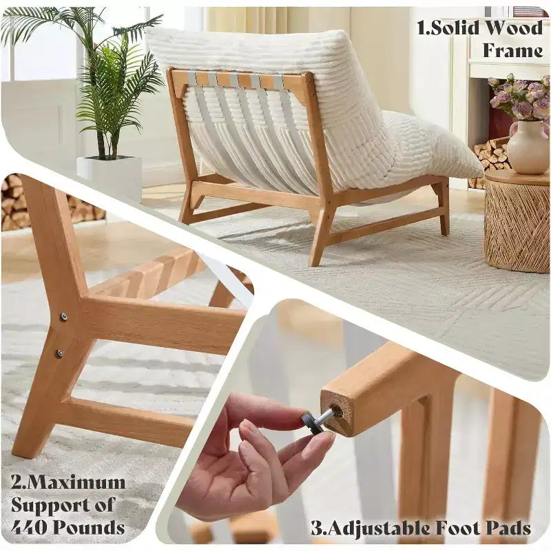 AMERLIFE Fauteuil spacieux, 46 pouces, fauteuil d'appoint moderne avec coussin moelleux, pouf style canapé paresseux pour salon