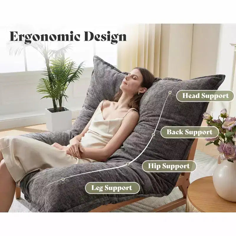 AMERLIFE Fauteuil spacieux, 46 pouces, fauteuil d'appoint moderne avec coussin moelleux, pouf style canapé paresseux pour salon