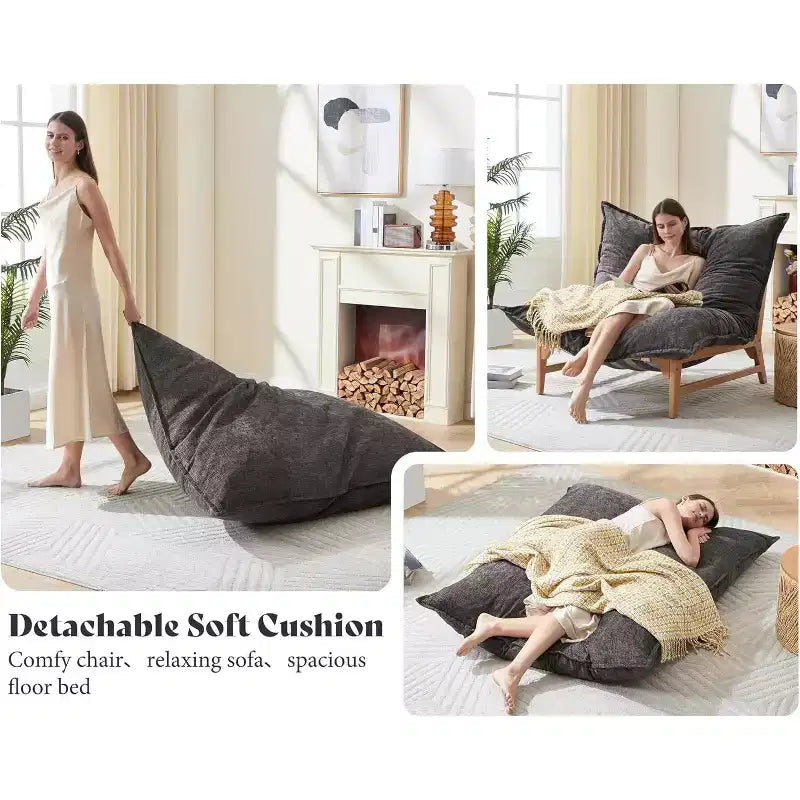 AMERLIFE Fauteuil spacieux, 46 pouces, fauteuil d'appoint moderne avec coussin moelleux, pouf style canapé paresseux pour salon
