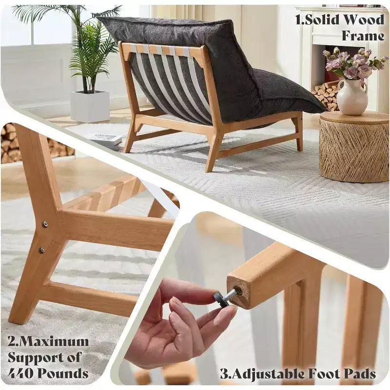 AMERLIFE Fauteuil spacieux, 46 pouces, fauteuil d'appoint moderne avec coussin moelleux, pouf style canapé paresseux pour salon