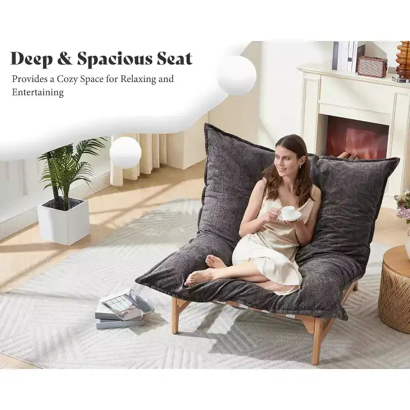 AMERLIFE Fauteuil spacieux, 46 pouces, fauteuil d'appoint moderne avec coussin moelleux, pouf style canapé paresseux pour salon